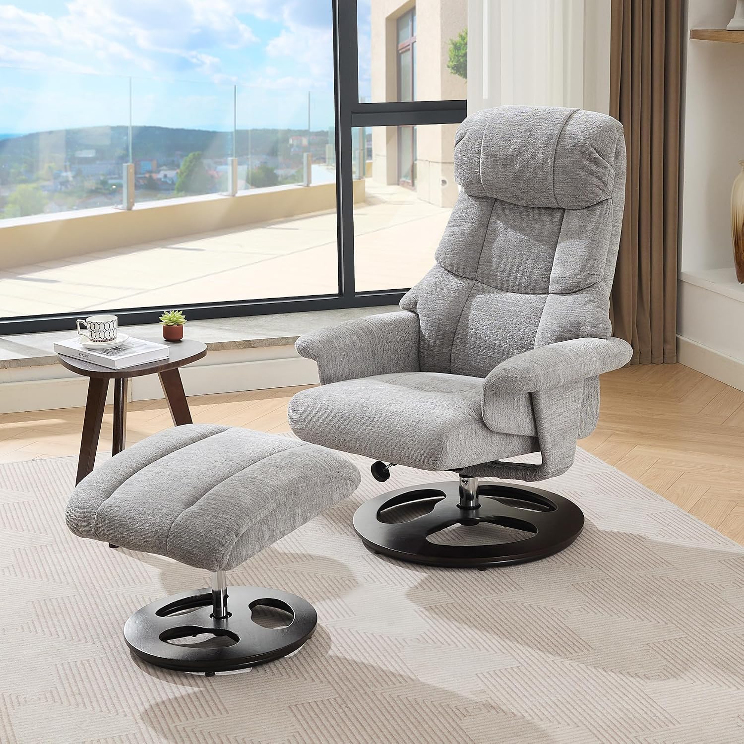 VireoNest Ottoman massage recliner with ottoman in grey