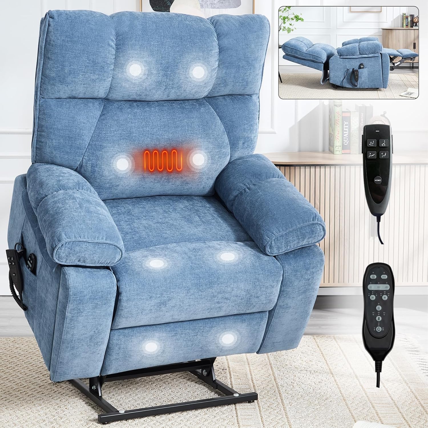 VireoNest Lift dual-motor heat massage recliner