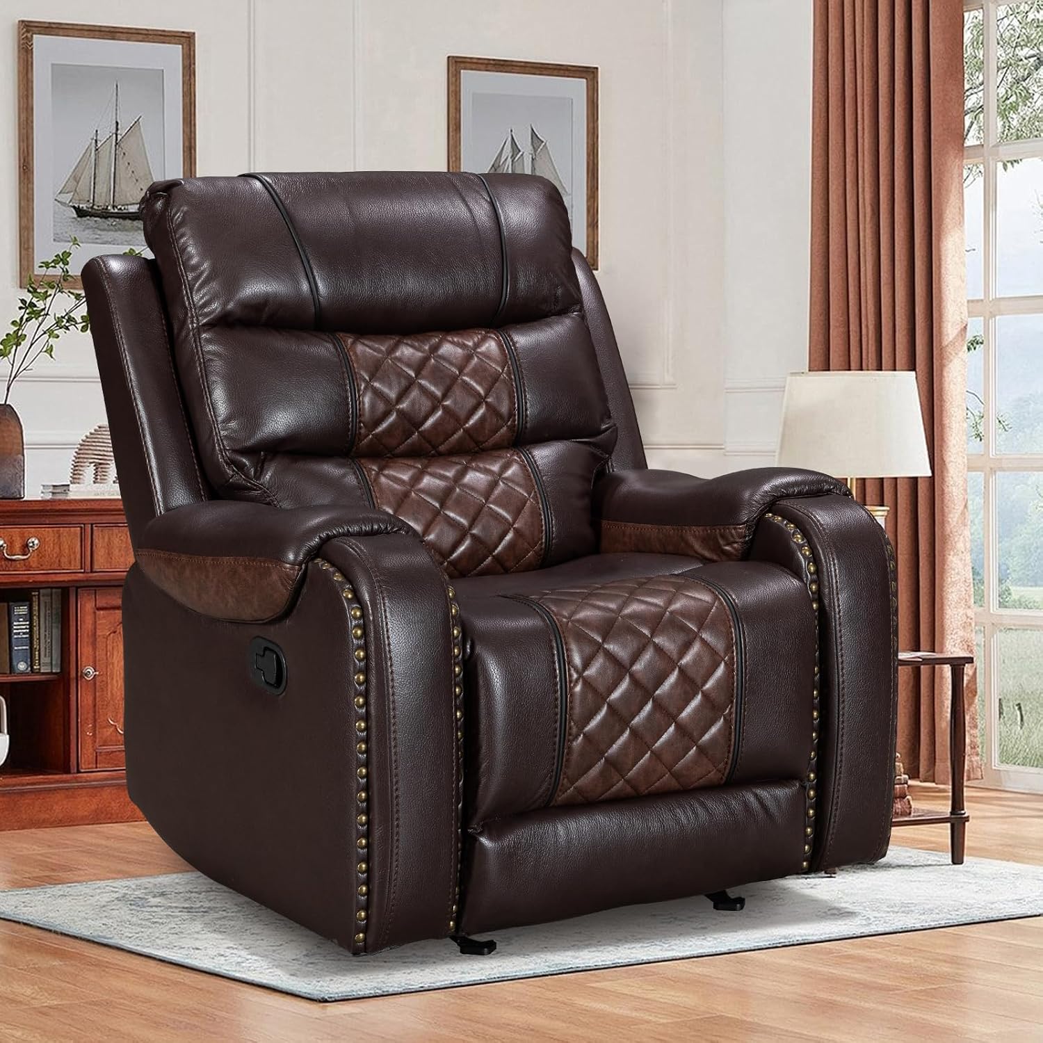 VireoNest 8317R leather rocker recliner in brown